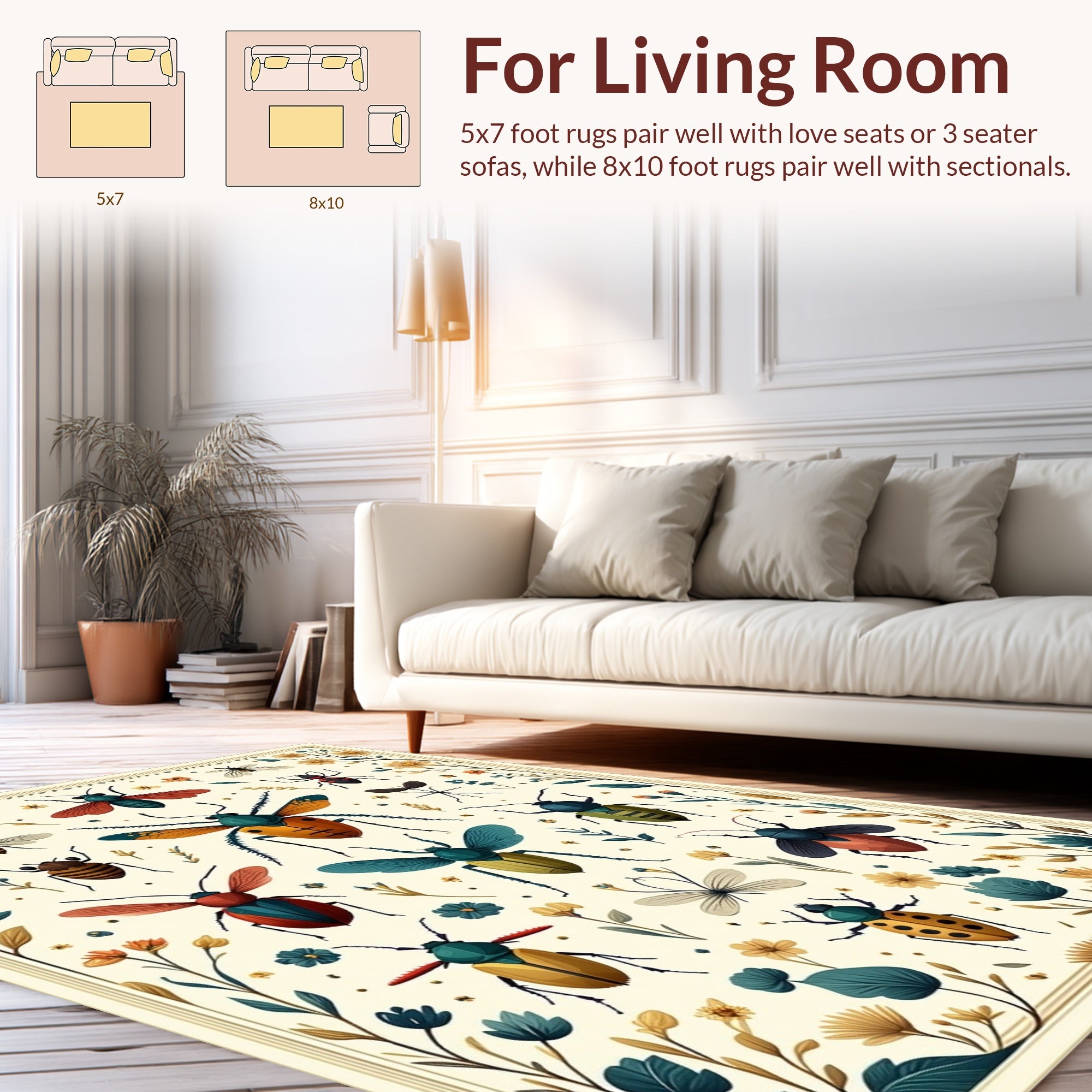 Whimsical Insect Botanical Collection Rug
