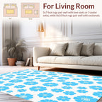 Bright Blue Floral Pattern Design Rug