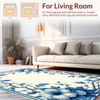Vibrant Blue Floral Vine Pattern Rug