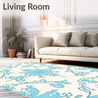 Sky Blue Vintage Floral Medallion Rug