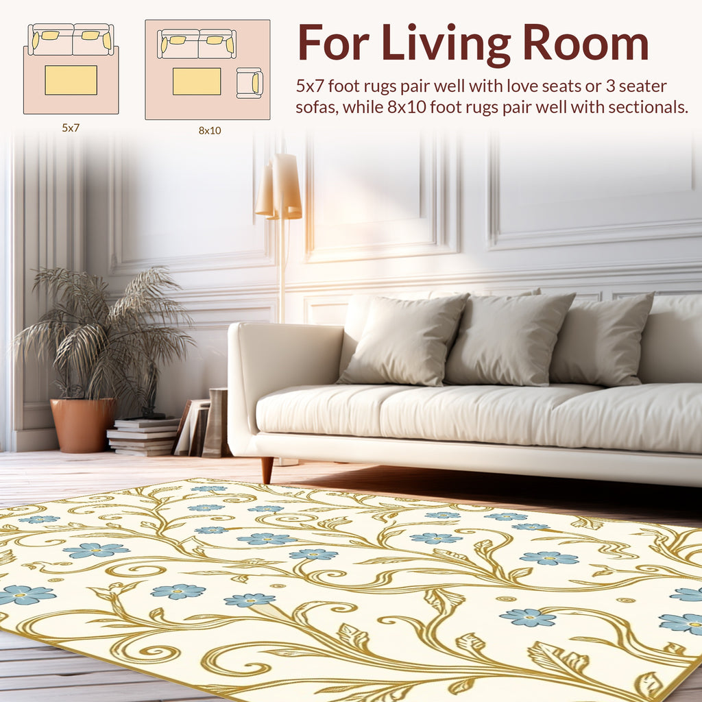 Delicate Floral Vine Pattern Rug