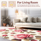 Vintage Pink Rose Garden Fabric Rug