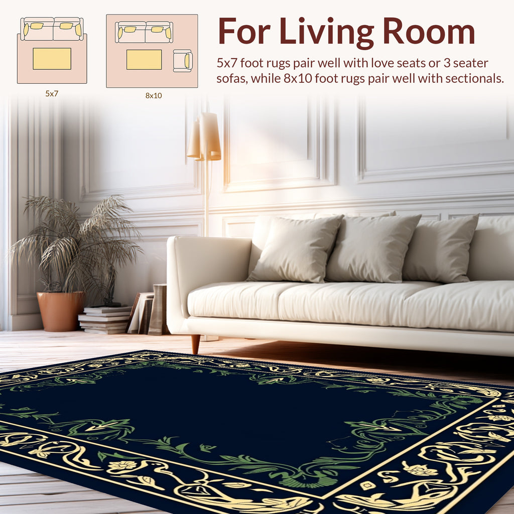 Art Nouveau Floral Border Design Rug