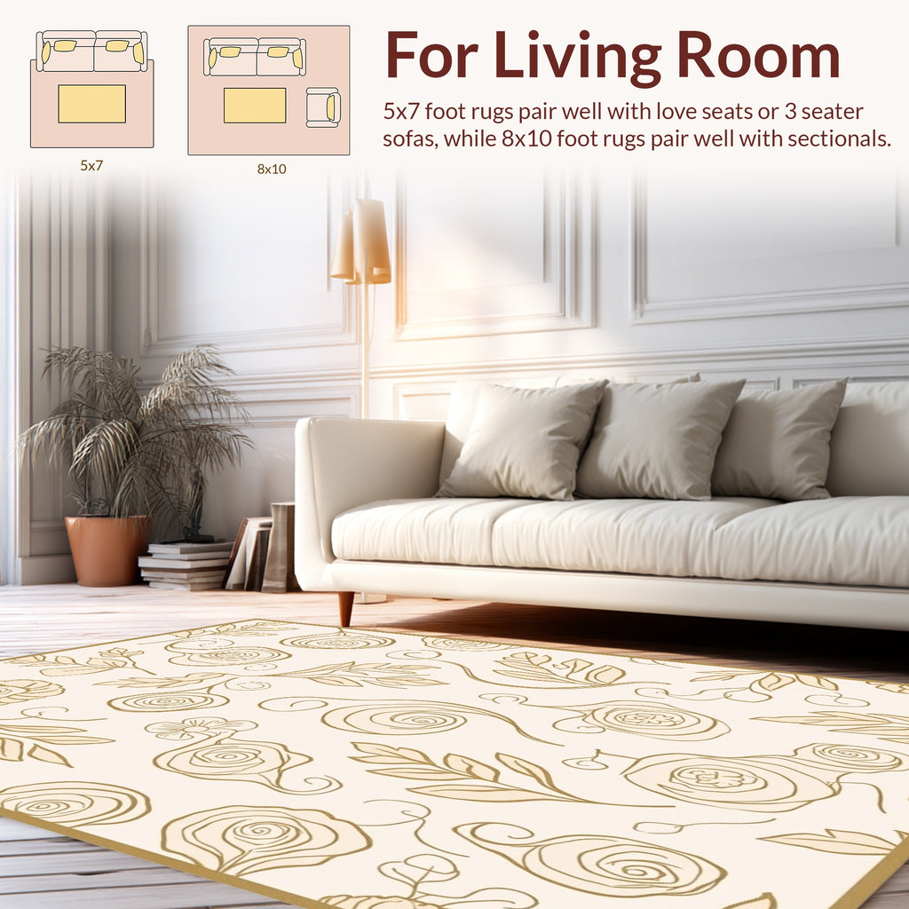 Floral Swirls Leaf Pattern Design Rug