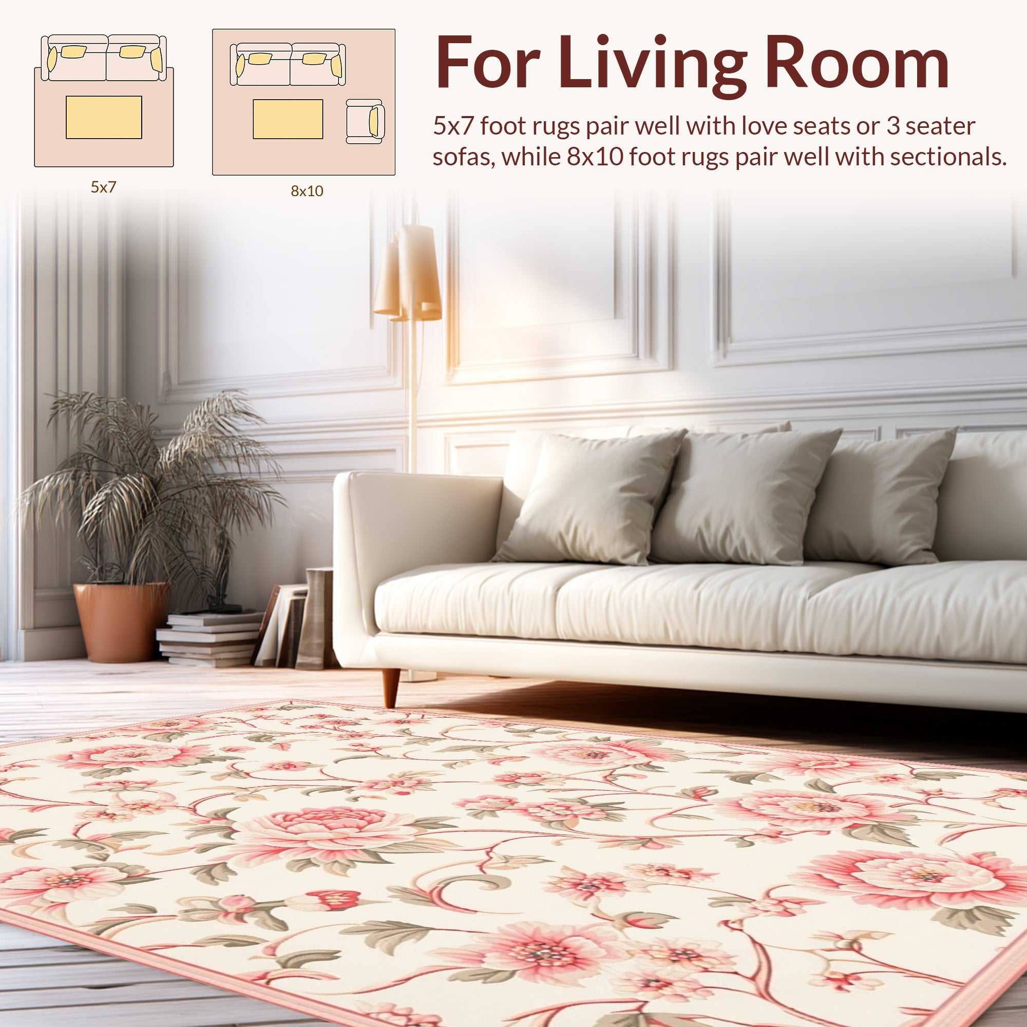 Vintage Floral Vines Cream Rug