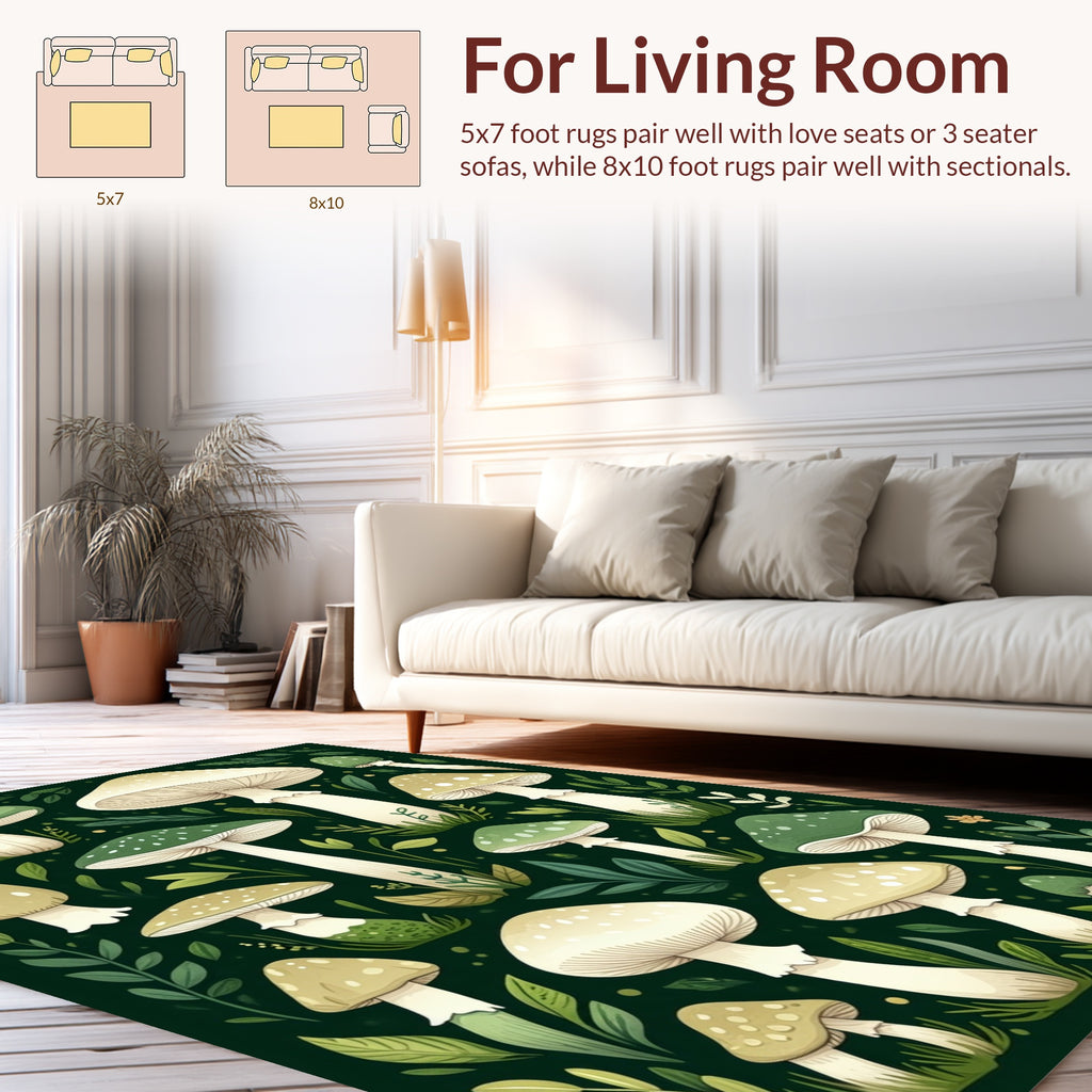 Enchanting Woodland Mushroom Pattern Rug