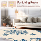 Elegant Blue Floral Damask Pattern Rug