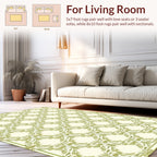 Subtle Green Leaf Patterned Design Rug