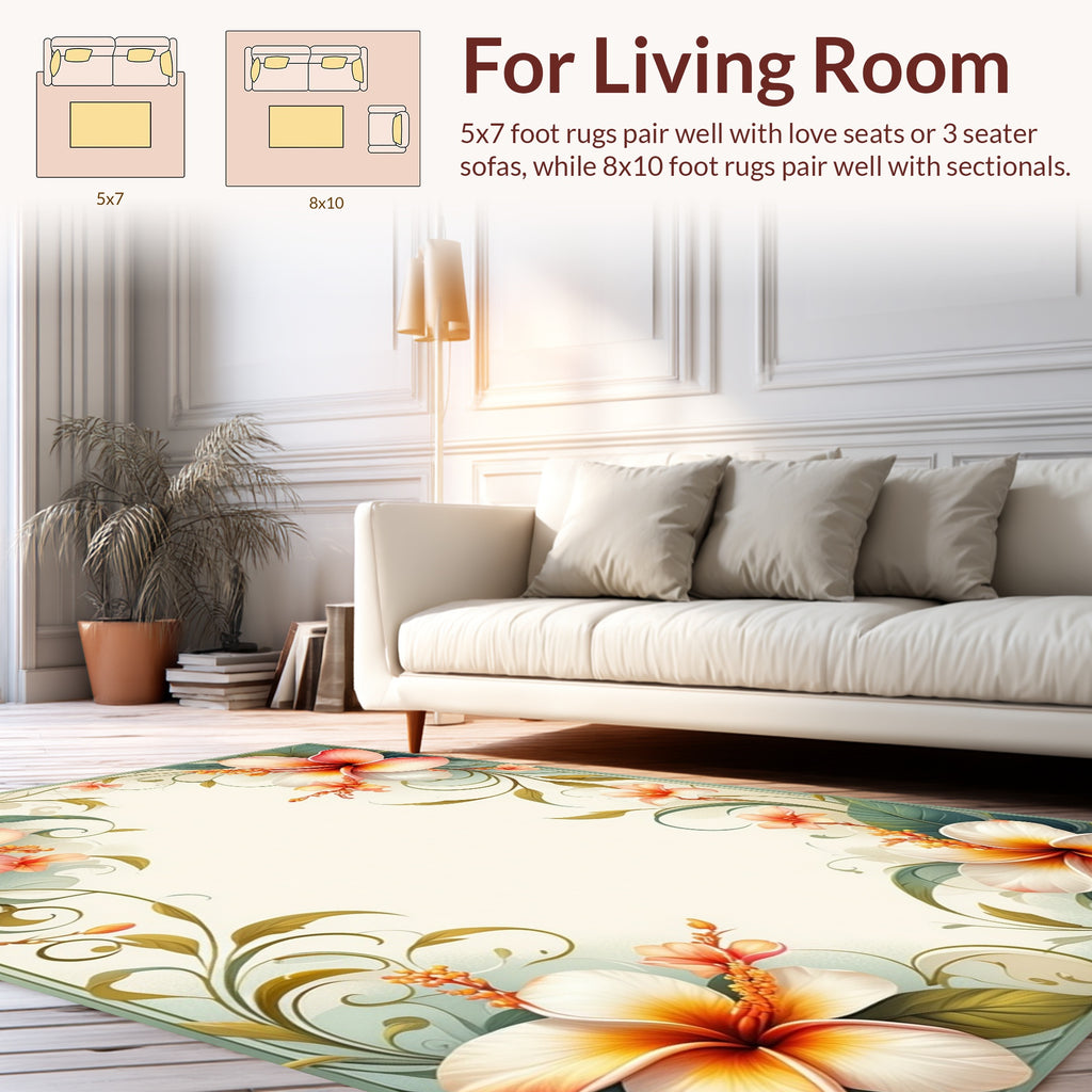 Tropical Floral Swirls Accent Rug