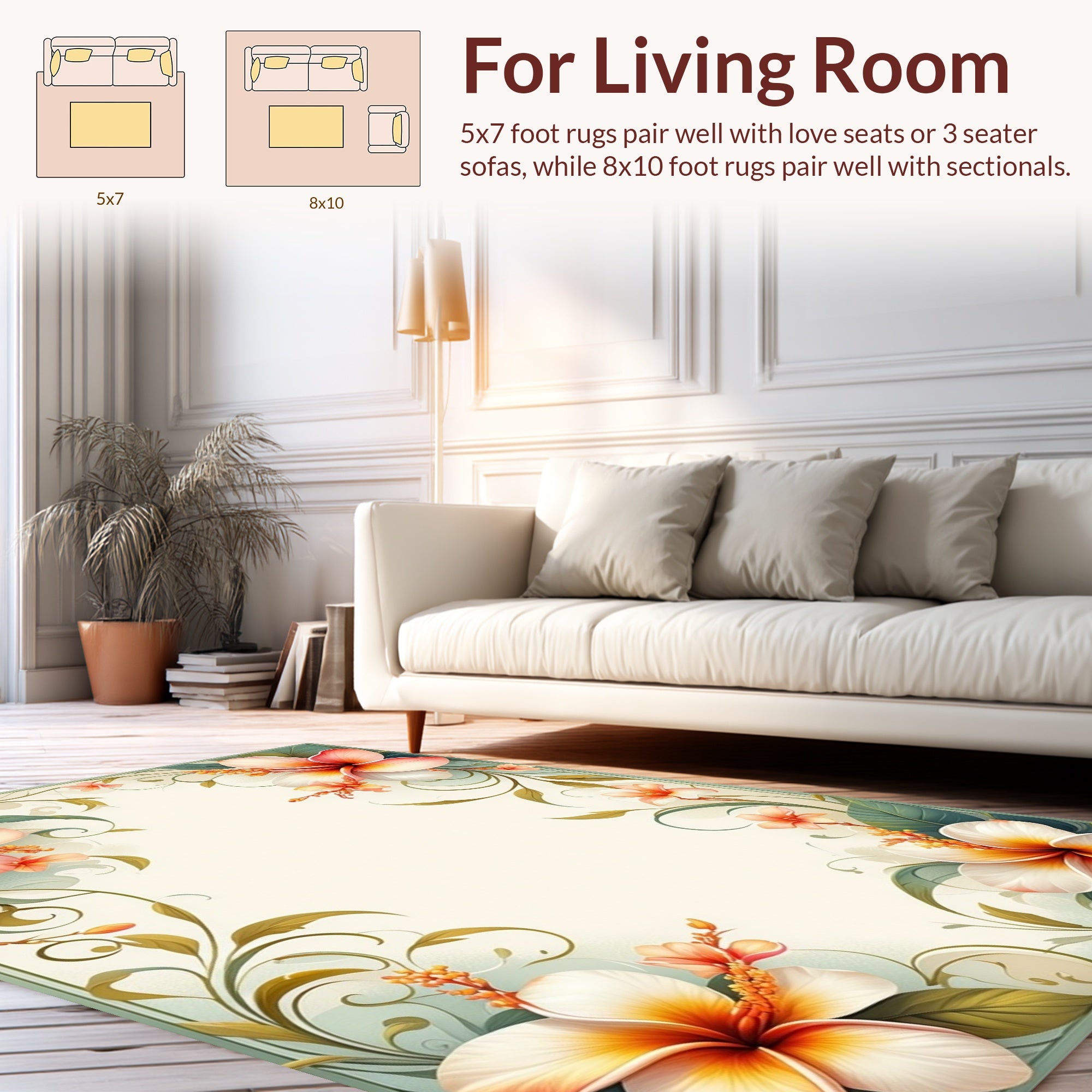 Tropical Floral Swirls Accent Rug