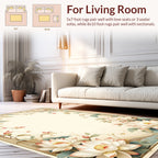 Elegant Lotus Floral Vine Border Rug