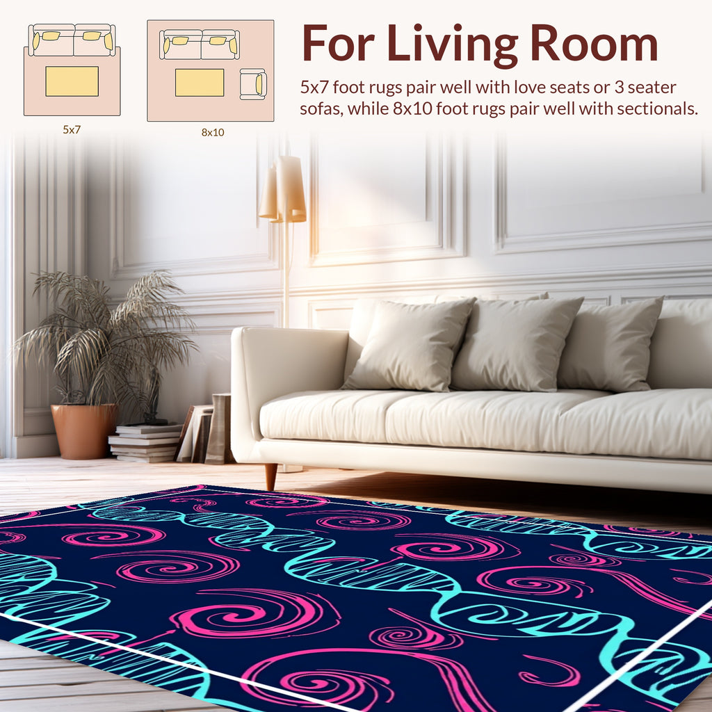 Bold DNA and Swirl Pattern Design Rug