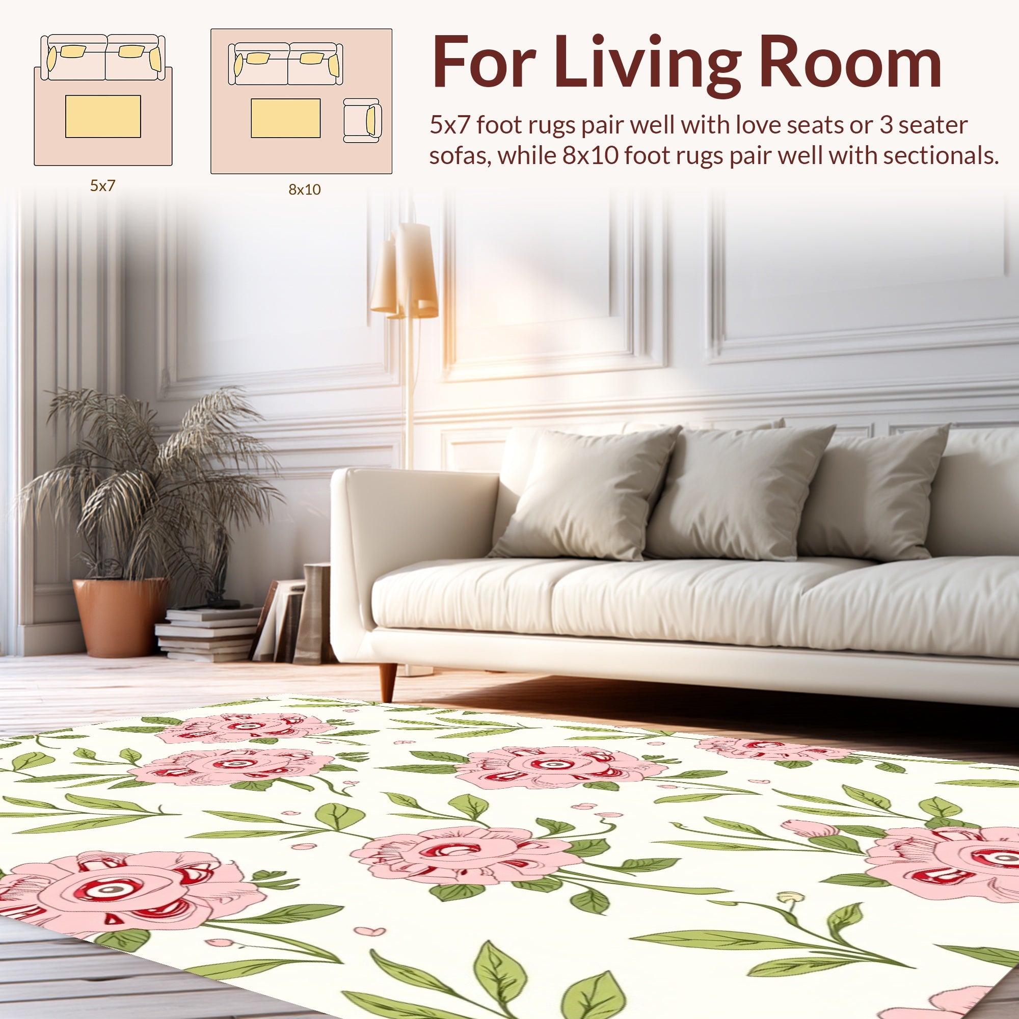 Whimsical Pink Eyeball Floral Pattern Rug