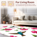 Whimsical Hummingbird Fuchsia Floral Pattern Rug