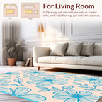 Soft Blue Floral Outline Design Rug