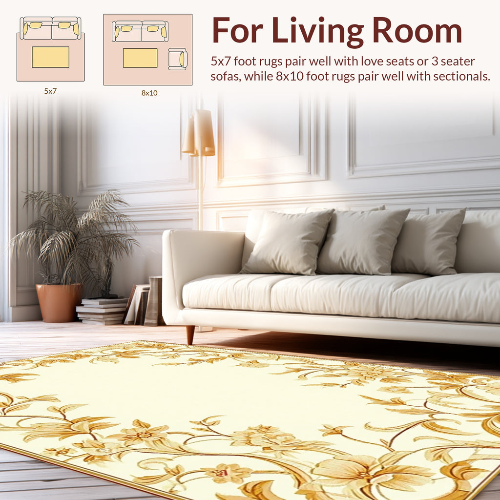 Golden Floral Vine Classic Design Rug