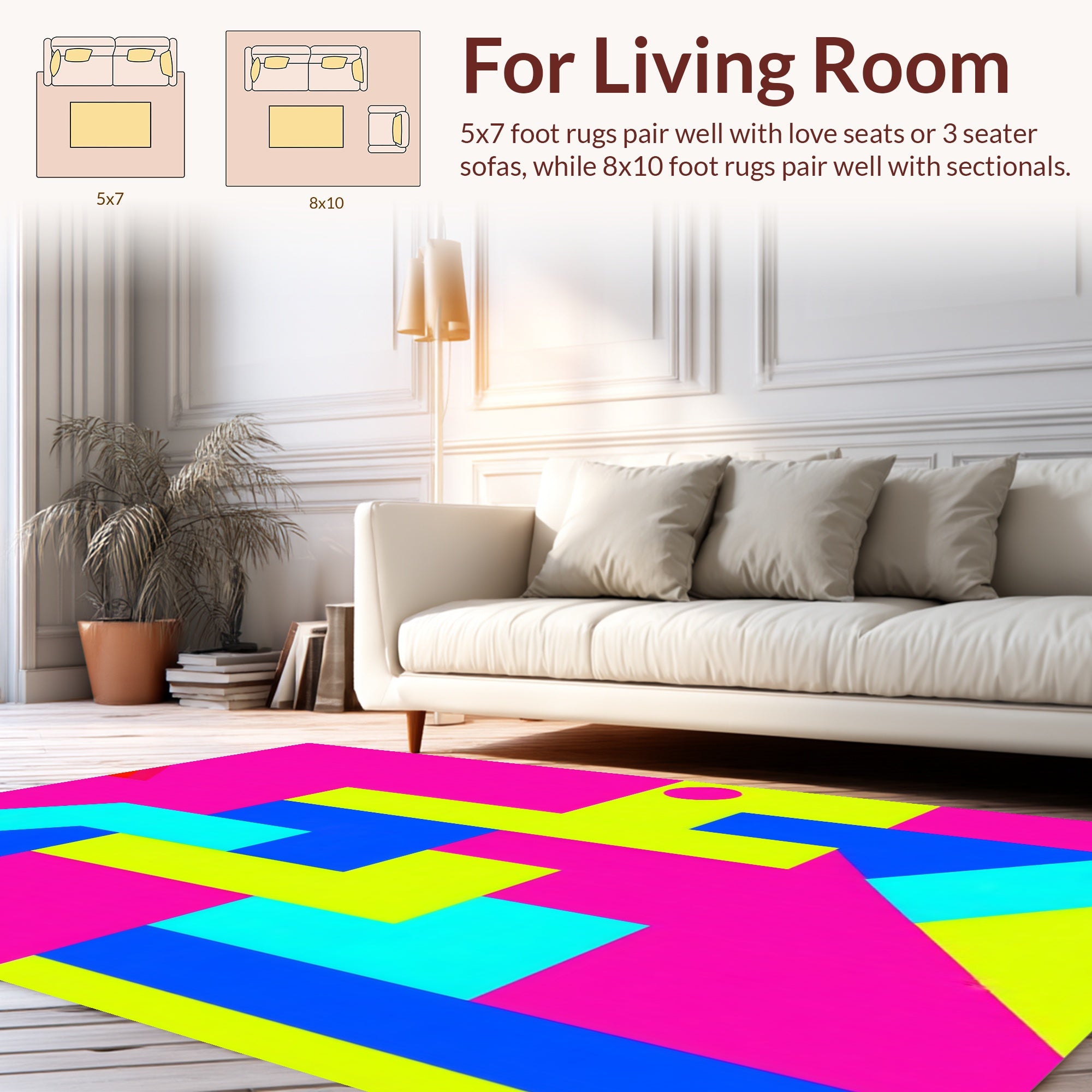 Vibrant Geometric Shapes Pattern Rug