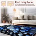 Vibrant Blue Floral Pattern Design Rug