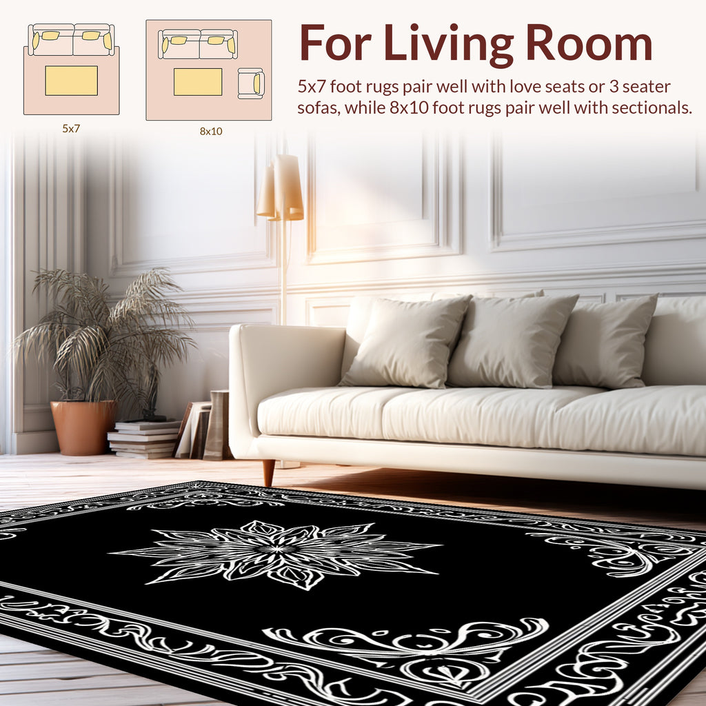 Vintage Floral Mandala Frame Design Rug