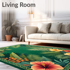 Tropical Floral Jungle Leaf Pattern Rug