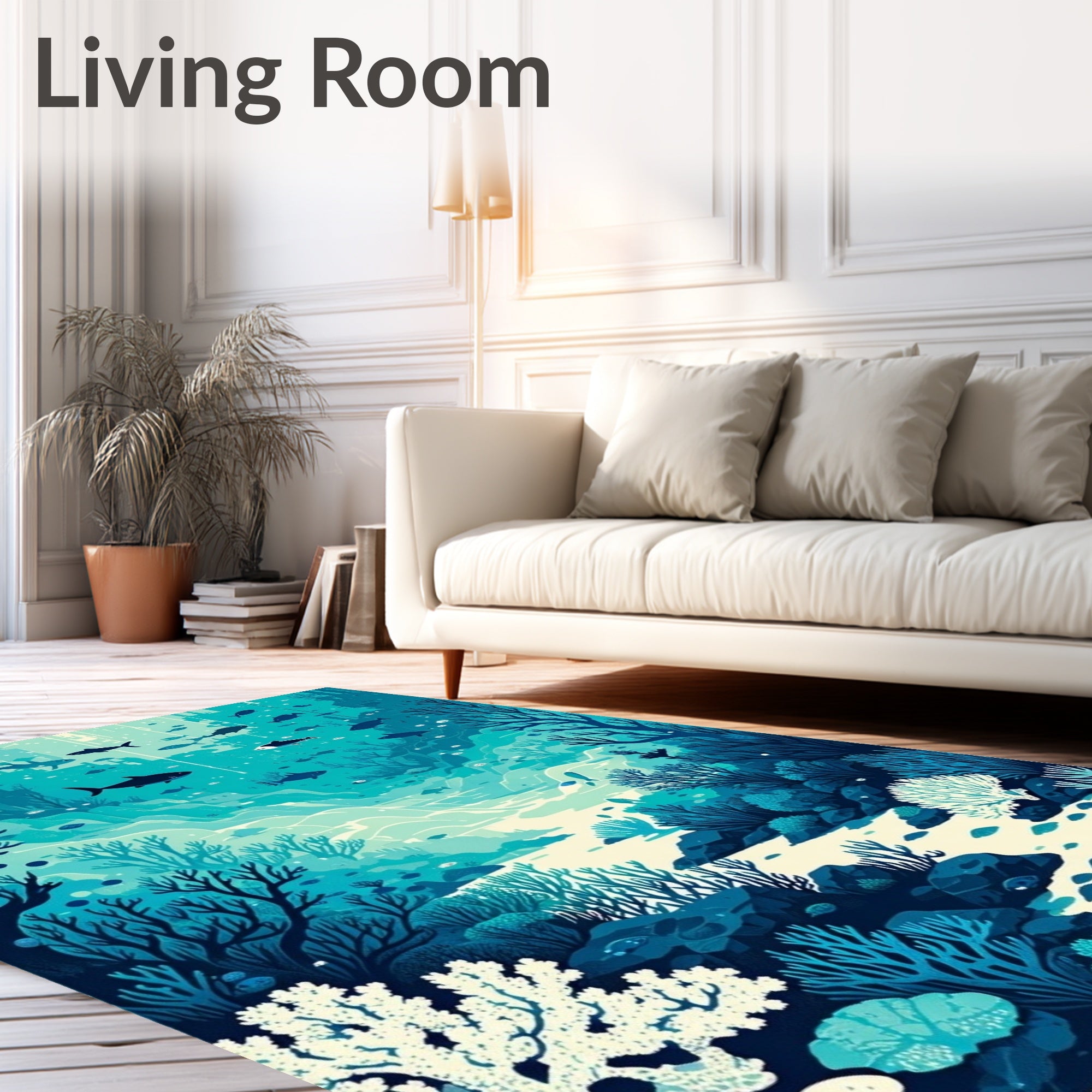 Aquatic Life Coral Reef Scene Rug