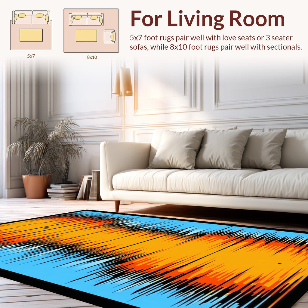 Abstract Orange Blue Gradient Lines Rug