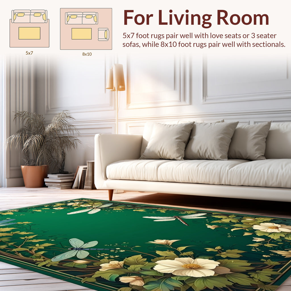 Dragonfly Floral Art Nouveau Design Rug