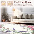 Elegant Pink Rose Lavender Floral Design Rug