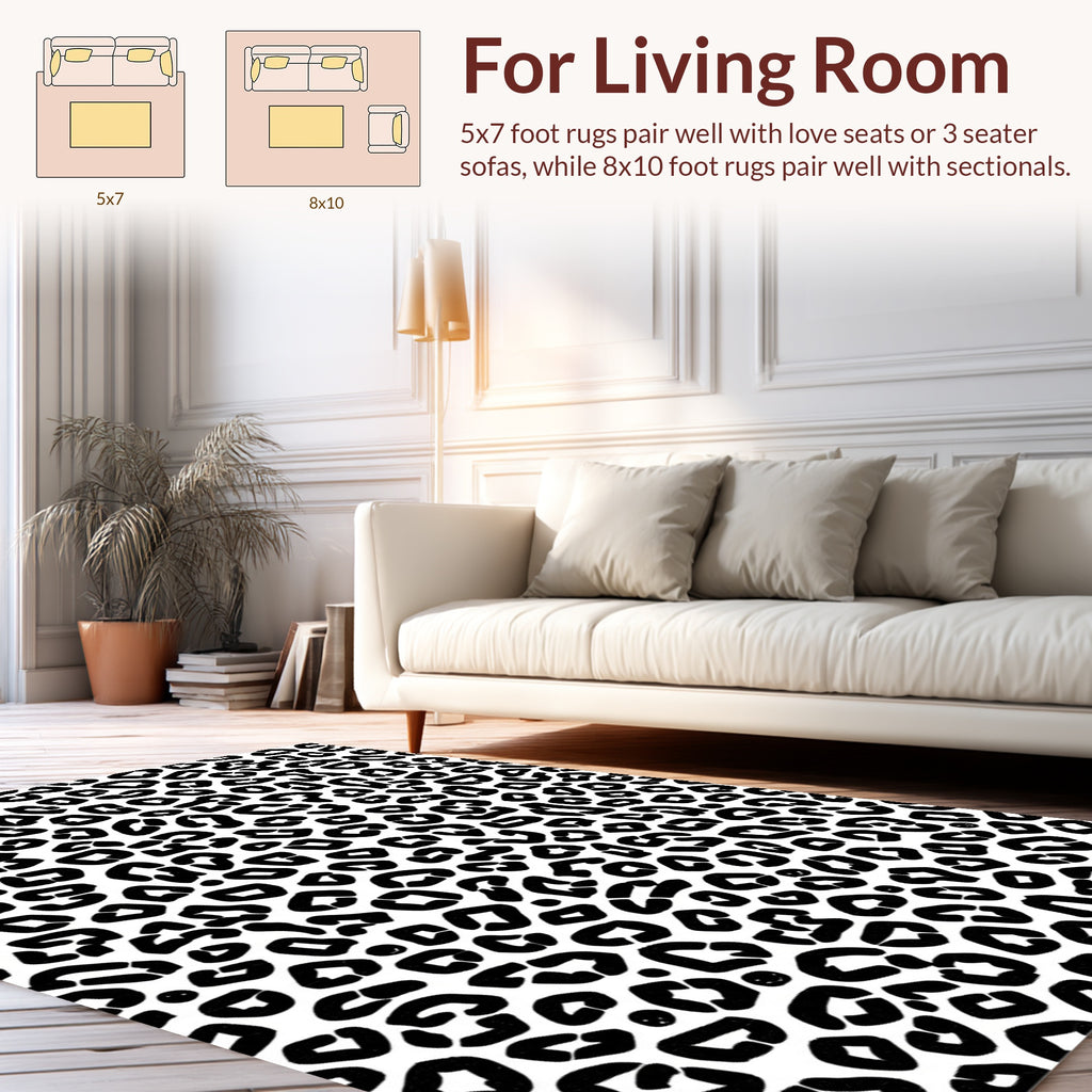 Bold Black White Animal Print Rug