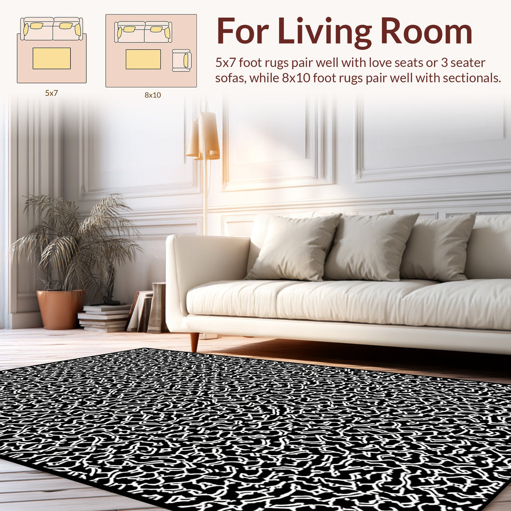 Black Organic Abstract Pattern Rug