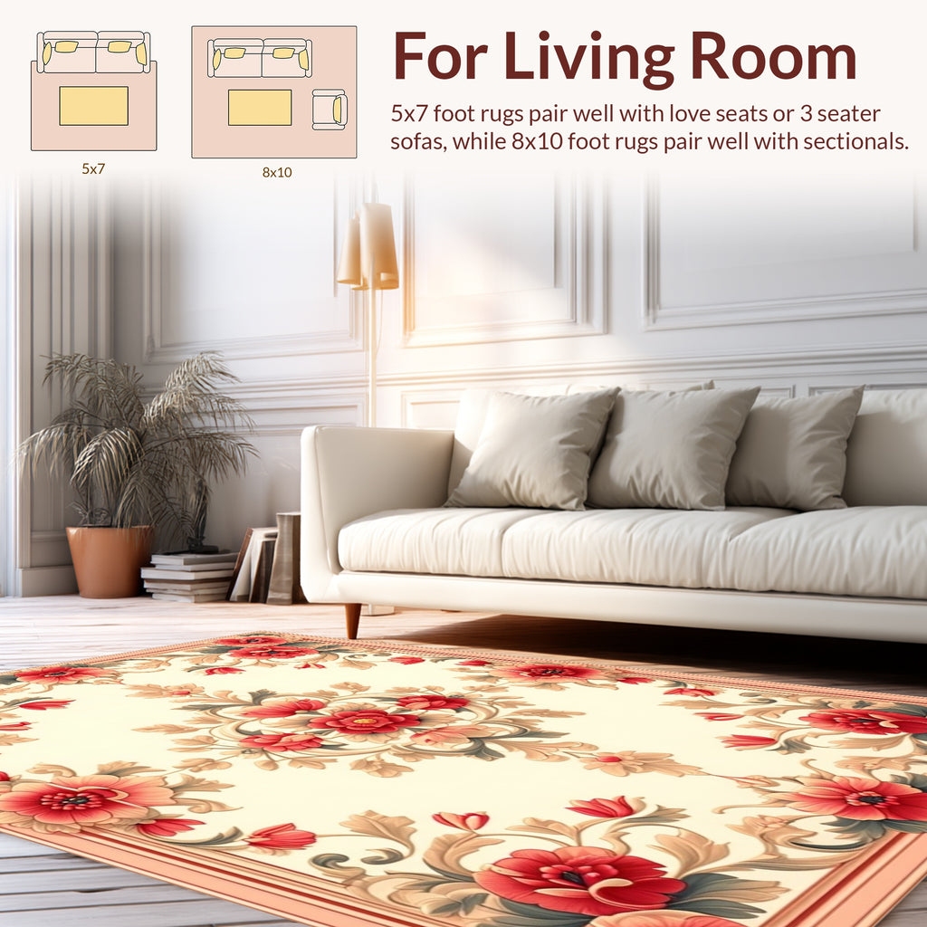 Ornate Floral Symmetry Design Rug
