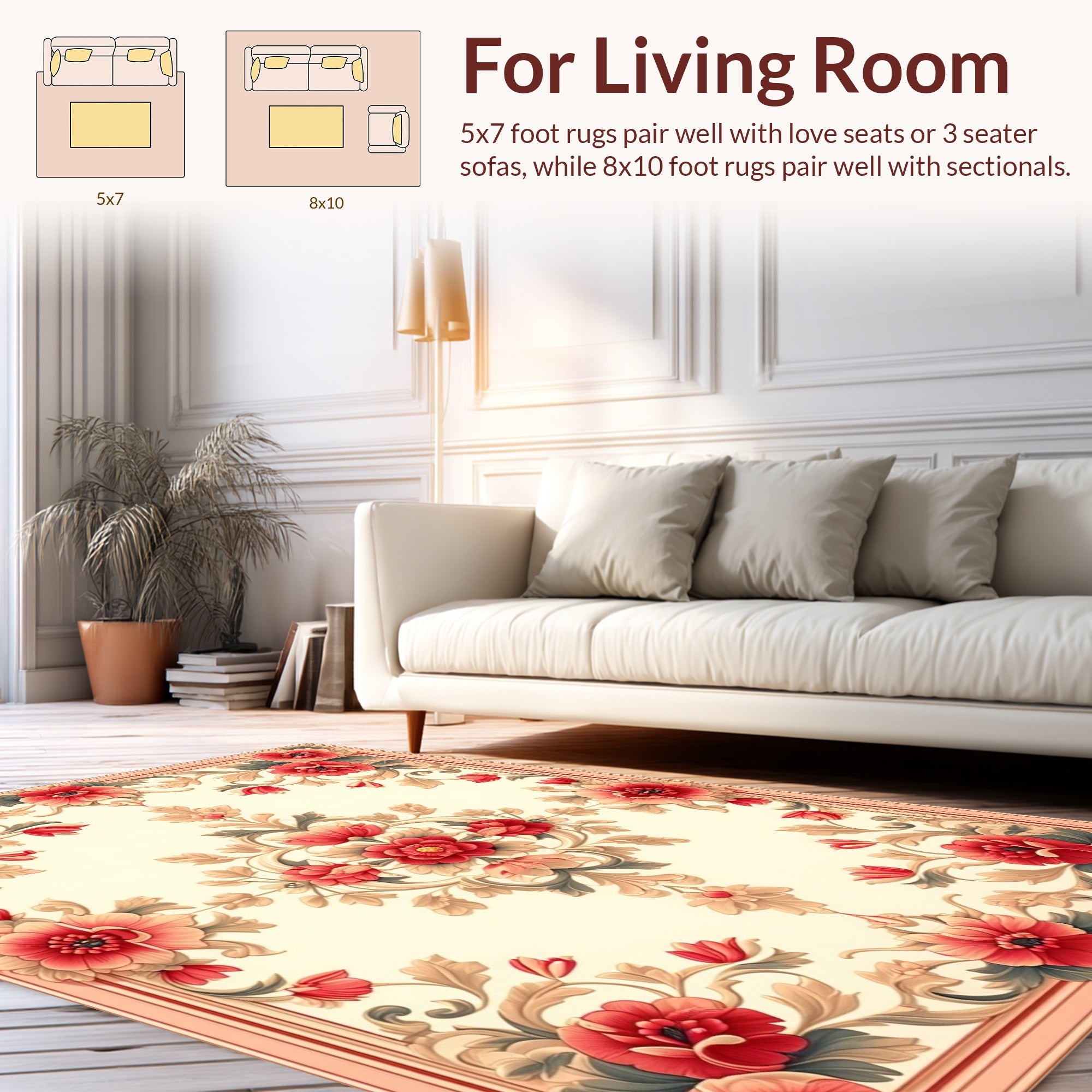 Ornate Floral Symmetry Design Rug