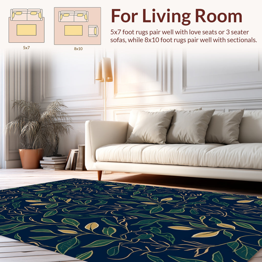 Modern Green Leafy Vine Pattern Rug
