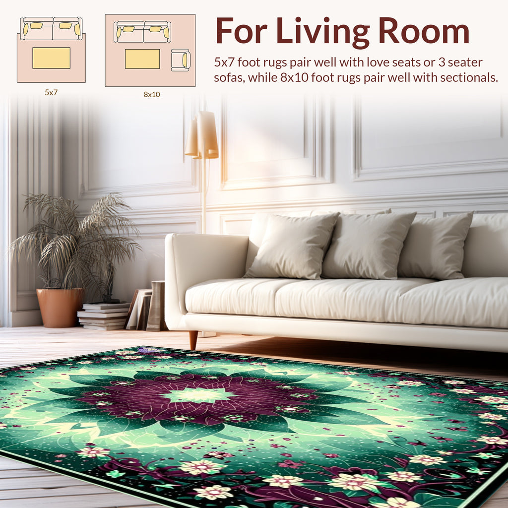 Mandala Floral Butterfly Jewel Tones Rug