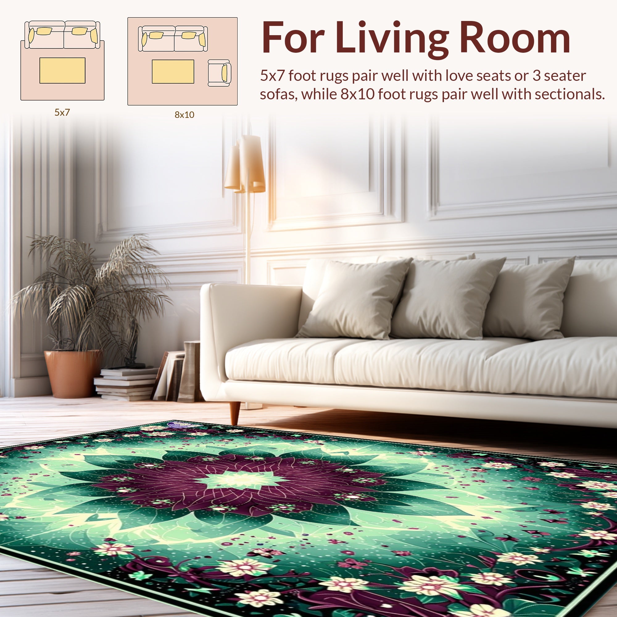 Mandala Floral Butterfly Jewel Tones Rug