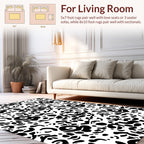 Abstract Black And White Floral Pattern Rug
