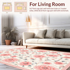 Pink Floral Vines Art Rug