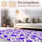 Vibrant Purple Bird and Floral Pattern Rug