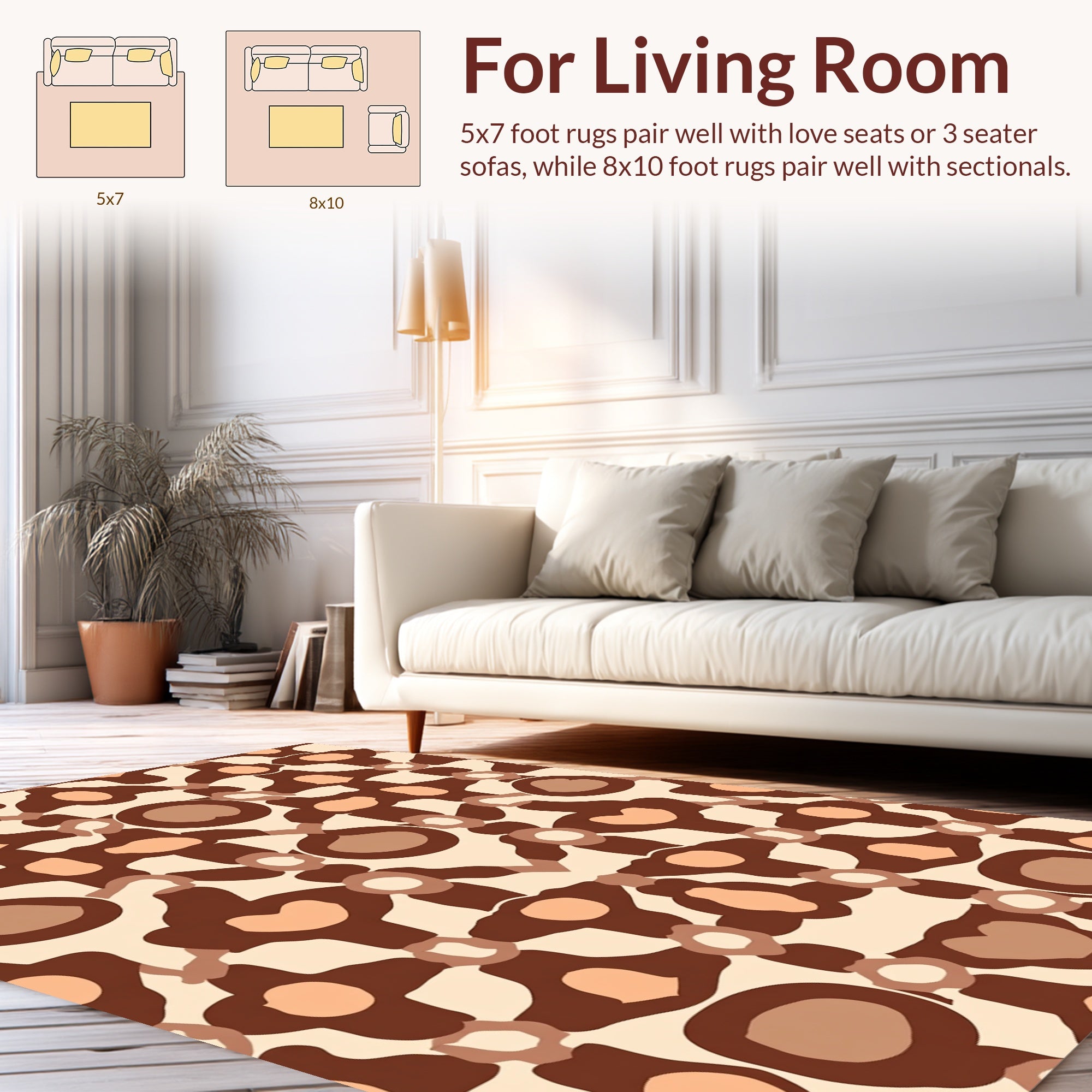 Brown Cream Contemporary Geometric Pattern Rug