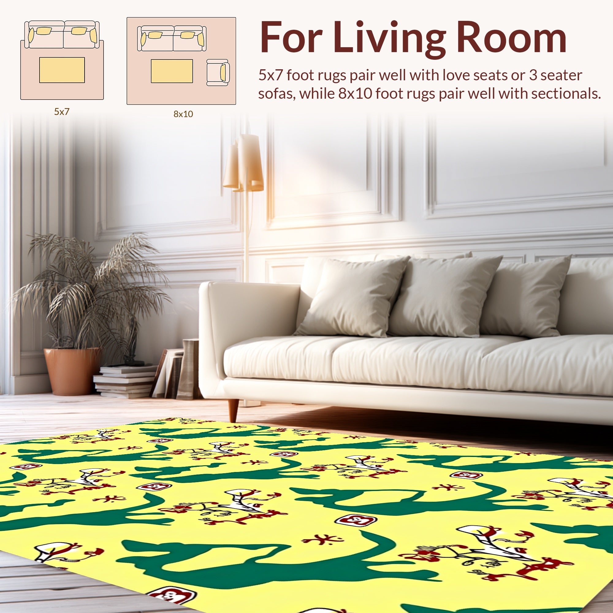 Mesoamerican Art Inspired Animal Print Rug