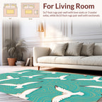 Seagull Pattern With Abstract Water Background Rug