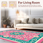 Mandala Floral Pink Teal Pattern Rug