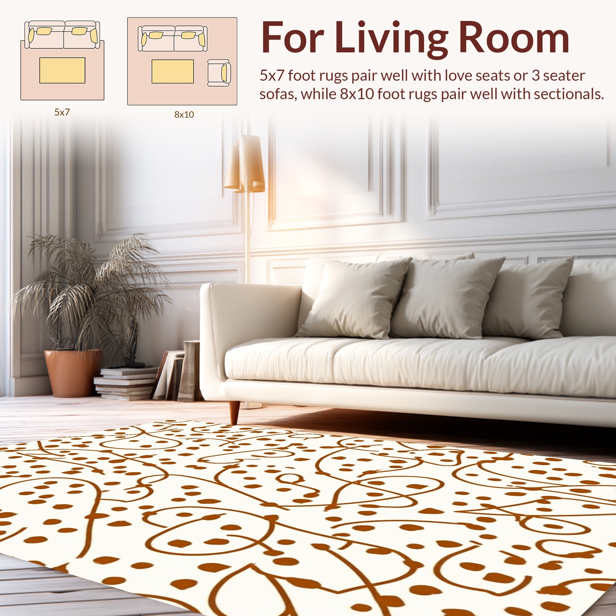 Whimsical Vine Dots Pattern Rug