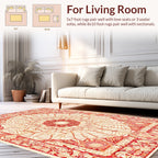Red Abstract Floral Mandala Design Rug