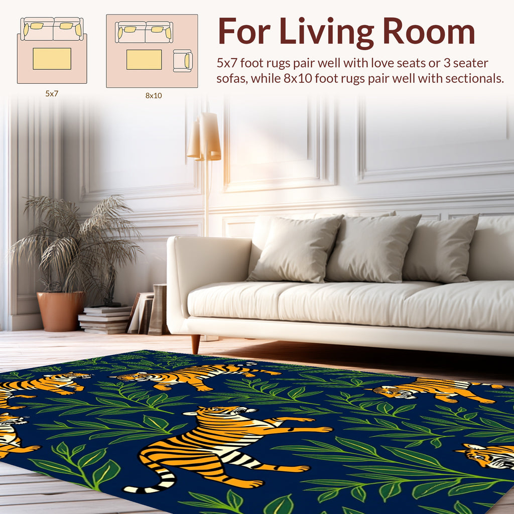 Exotic Tigers Amidst Verdant Jungle Design Rug