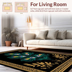 Emerald Peacock Feather Design Rug