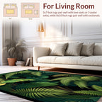 Lush Green Tropical Leaf Pattern Rug
