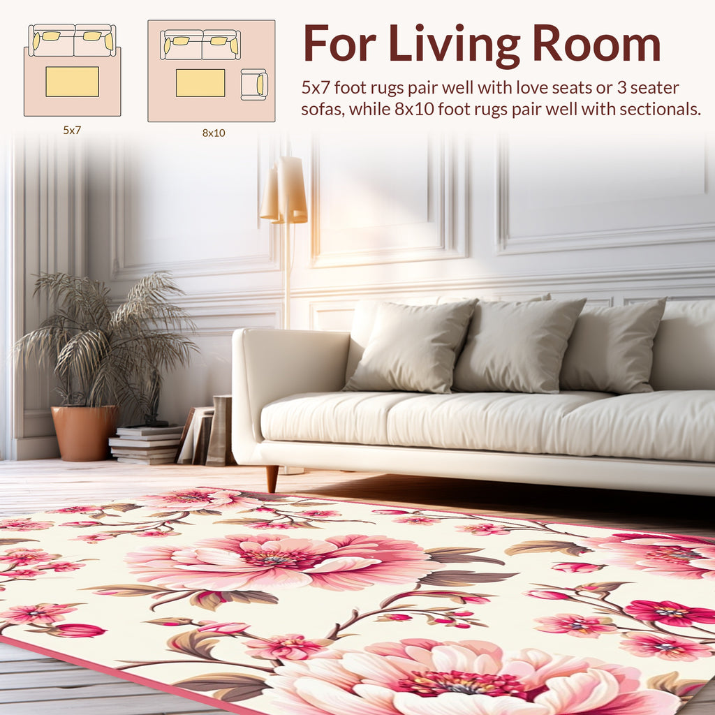 Vintage Pink Blossom Floral Design Rug