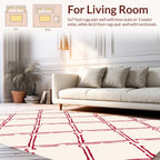 Crimson Interlocking Diamond Geometric Rug