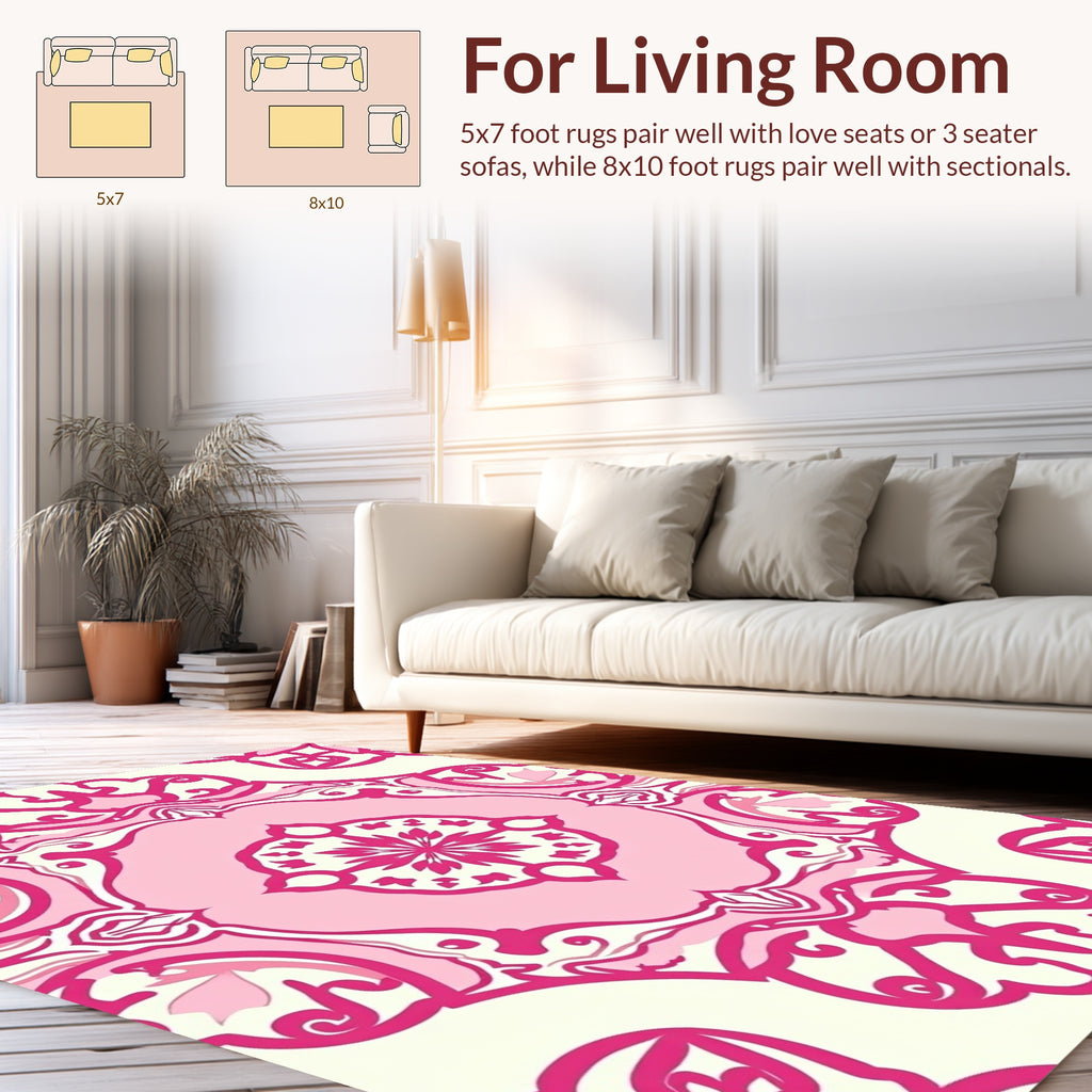 Pink Floral Medallion Pattern Rug